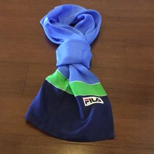 FILA Vintage Blue and Green Silk Scarf